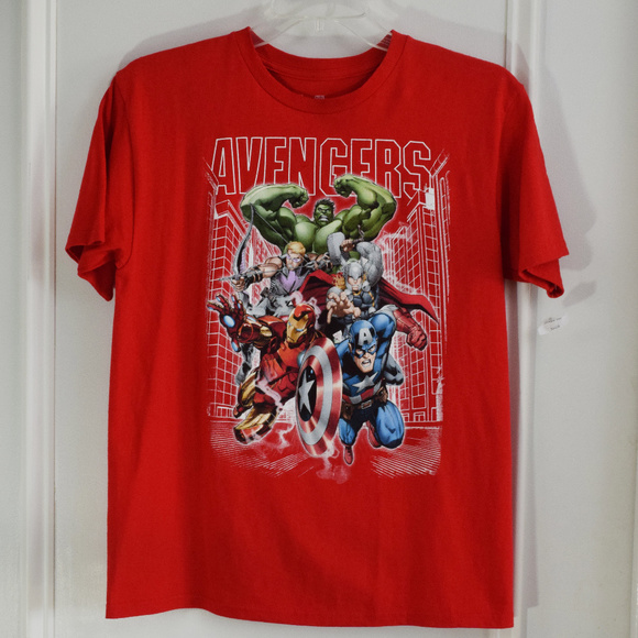 Marvel Avengers Boy T Shirt Large 14 Red New - Picture 1 of 8